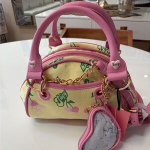 #149 Juicy Couture Yellow Iris Retro Juicy Cherry Satchel/Crossbody Purse. NWT